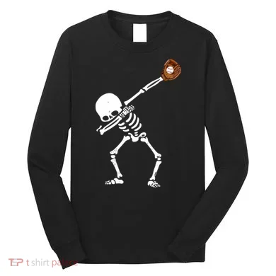 Dabbing Skeleton Baseball Glove Catch Dab Long Sleeve Shirt