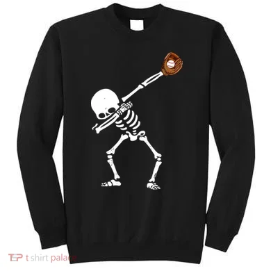 Dabbing Skeleton Baseball Glove Catch Dab Sweatshirt