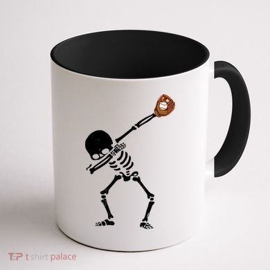 Dabbing Skeleton Baseball Glove Catch Dab Coffee Mug back