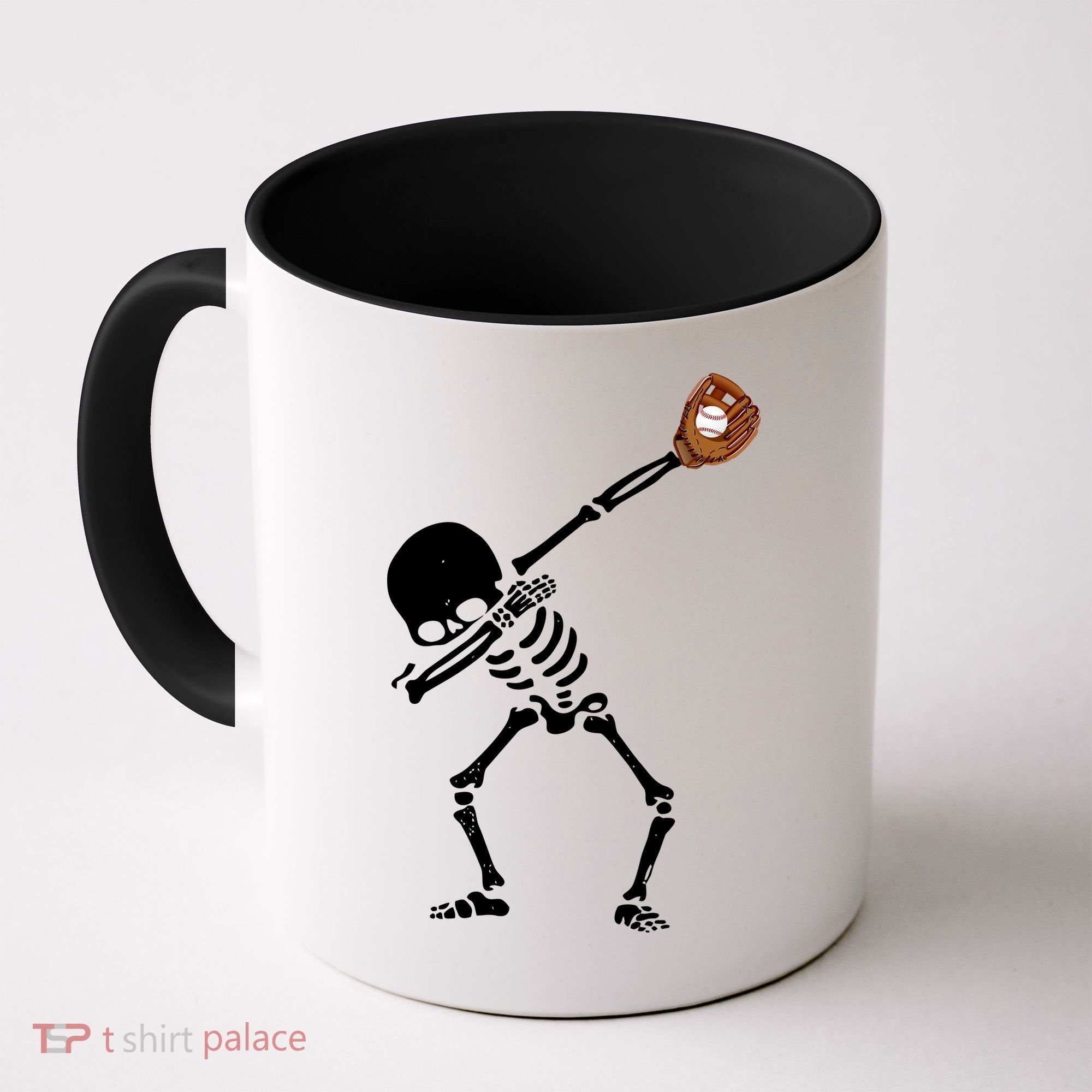Dabbing Skeleton Baseball Glove Catch Dab Coffee Mug