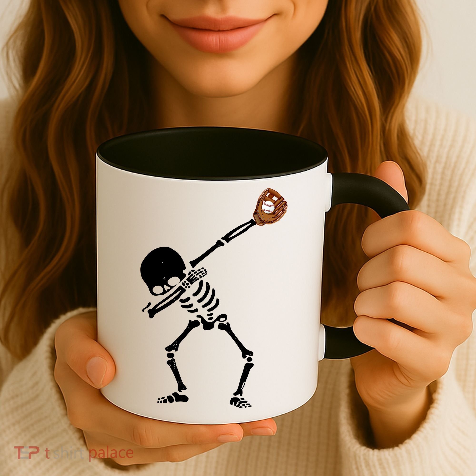 Dabbing Skeleton Baseball Glove Catch Dab Coffee Mug