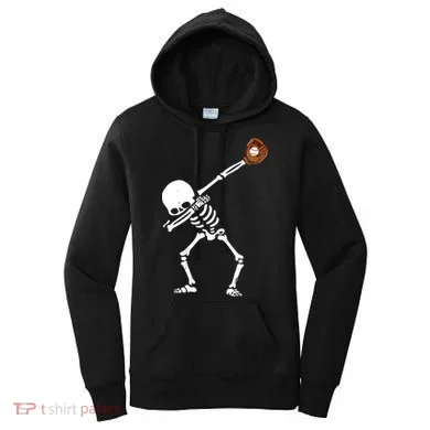 Dabbing Skeleton Baseball Glove Catch Dab Women's Hoodie