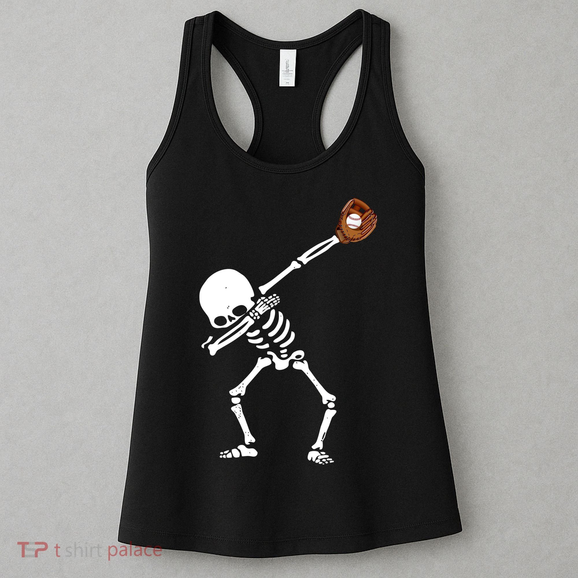 Dabbing Skeleton Baseball Glove Catch Dab Women's Tank Top
