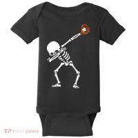 Dabbing Skeleton Baseball Glove Catch Dab Baby Bodysuit thumb 0