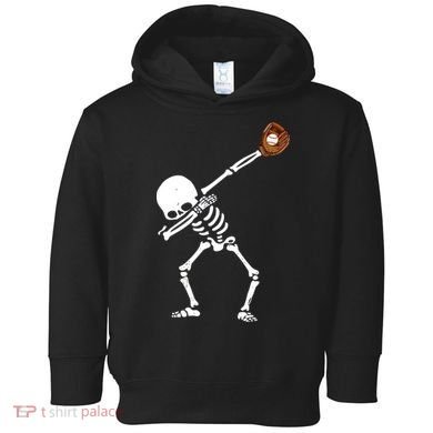 Dabbing Skeleton Baseball Glove Catch Dab Toddler Hoodie