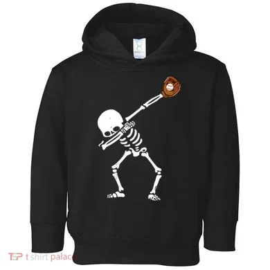 Dabbing Skeleton Baseball Glove Catch Dab Toddler Hoodie