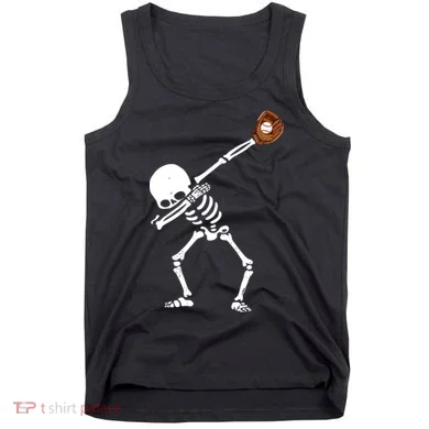 Dabbing Skeleton Baseball Glove Catch Dab Tank Top