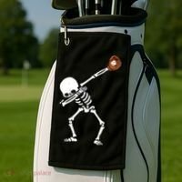 Dabbing Skeleton Baseball Glove Catch Dab Golf Towel thumb 2