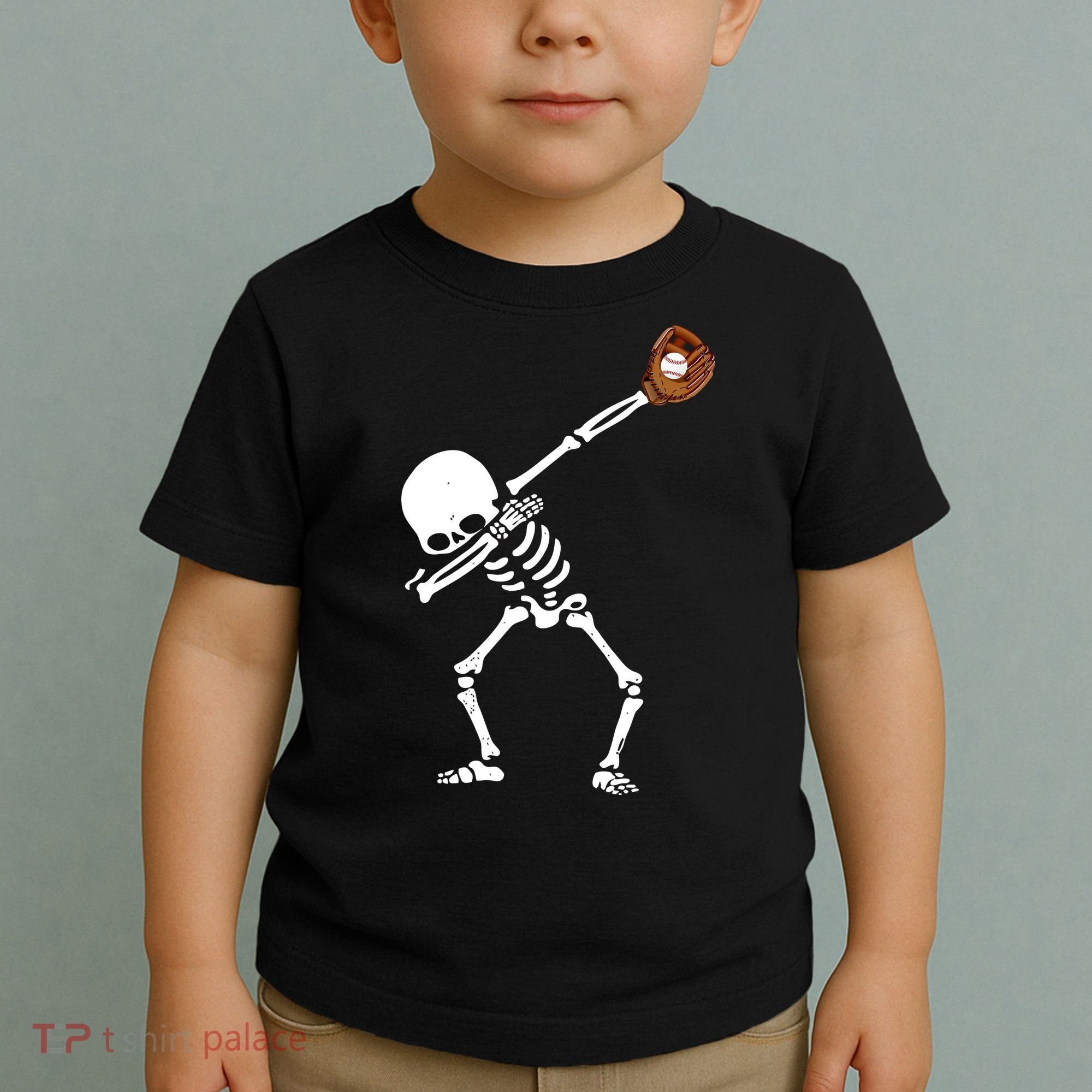 Dabbing Skeleton Baseball Glove Catch Dab Toddler T-Shirt