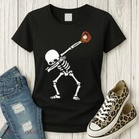 Dabbing Skeleton Baseball Glove Catch Dab Women's T-Shirt thumb 3