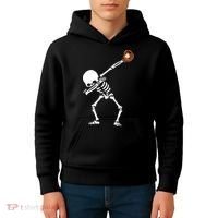 Dabbing Skeleton Baseball Glove Catch Dab Kids Hoodie thumb 4