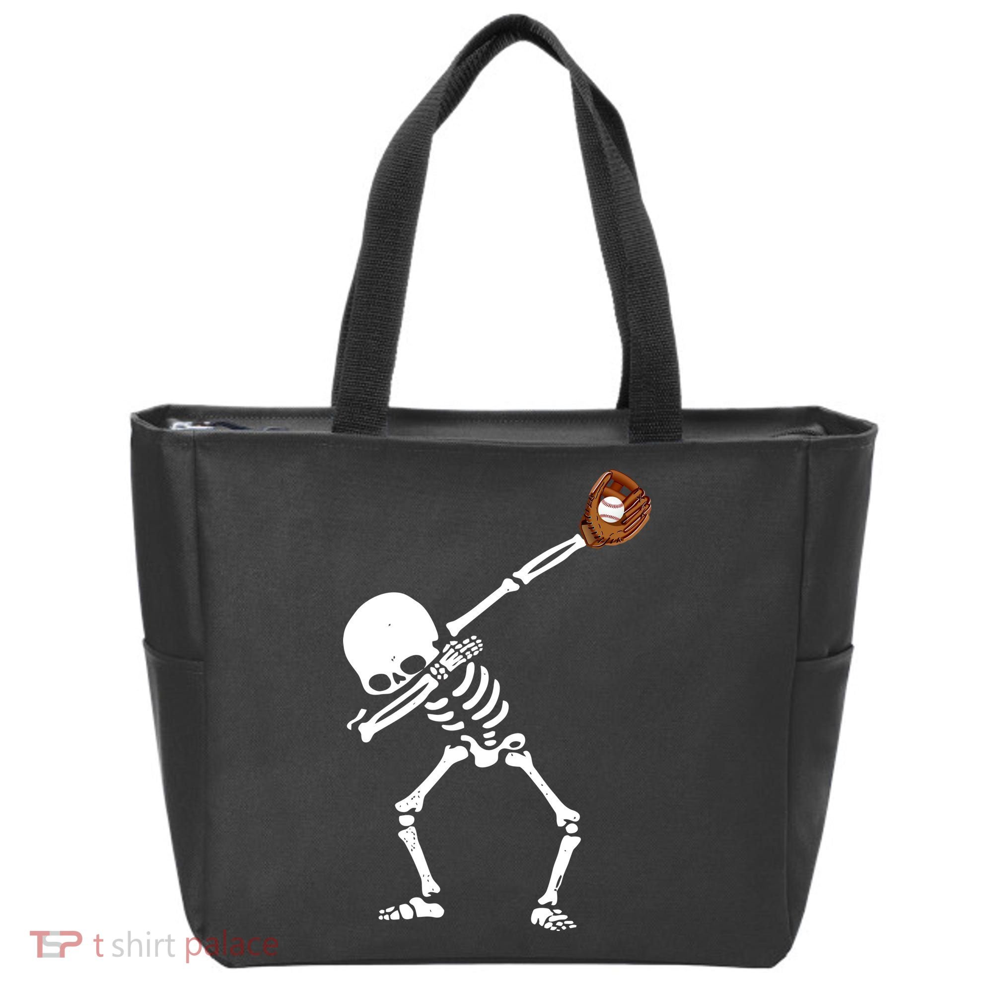 Dabbing Skeleton Baseball Glove Catch Dab Tote Bag