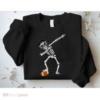 Dabbing Skeleton Football Dab Touchdown TD Sweatshirt thumb 2