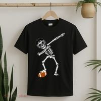 Dabbing Skeleton Football Dab Touchdown TD T-Shirt thumb 2