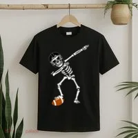 Dabbing Skeleton Football Dab Touchdown TD T-Shirt thumb 2