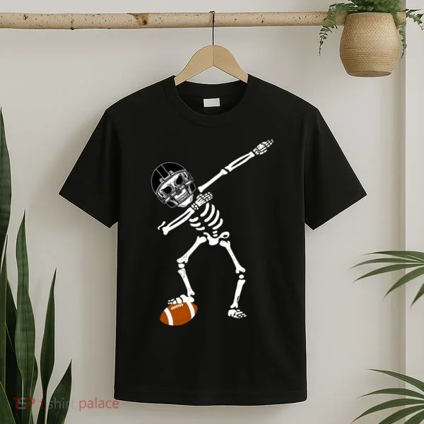 Dabbing Skeleton Football Dab Touchdown TD T-Shirt