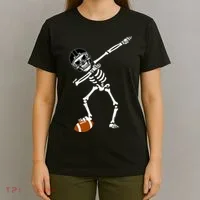 Dabbing Skeleton Football Dab Touchdown TD T-Shirt thumb 4