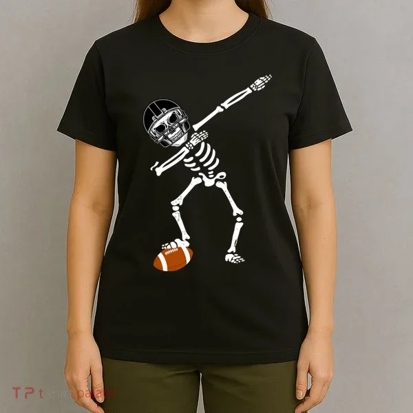 Dabbing Skeleton Football Dab Touchdown TD T-Shirt