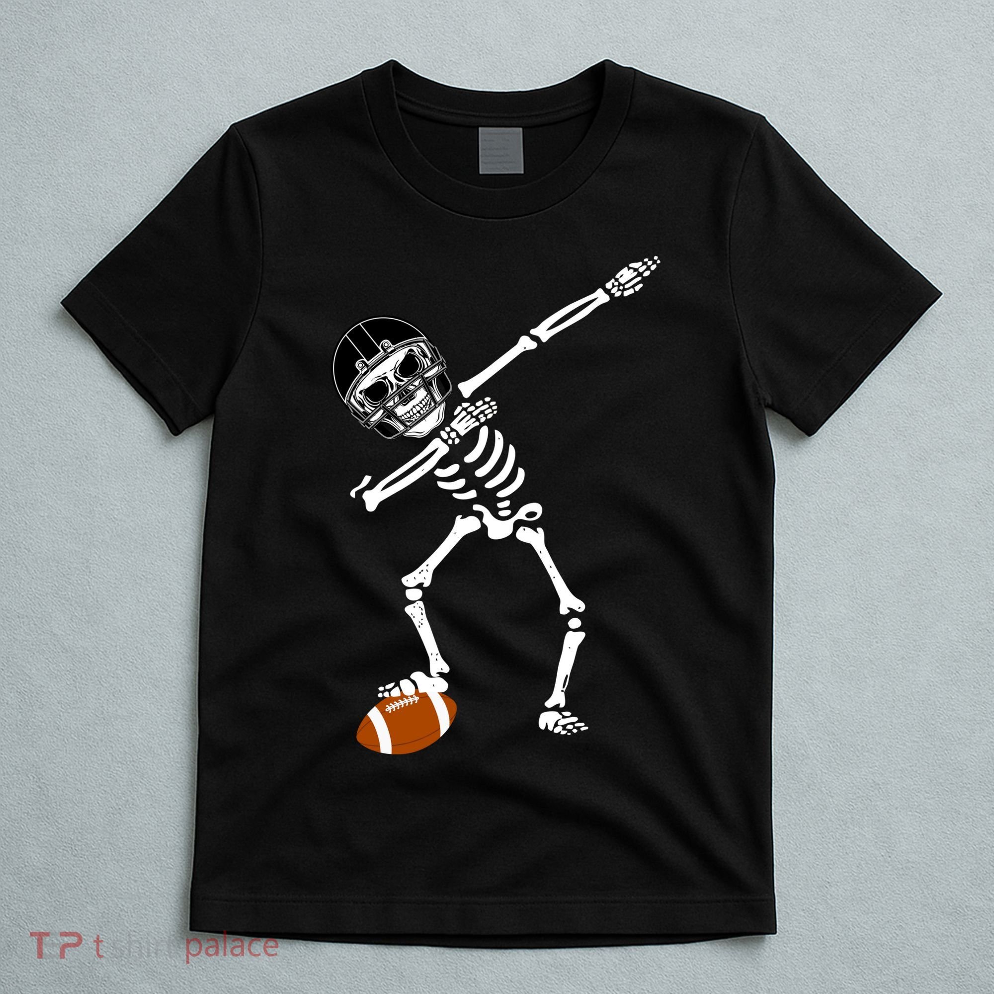 Dabbing Skeleton Football Dab Touchdown TD T-Shirt