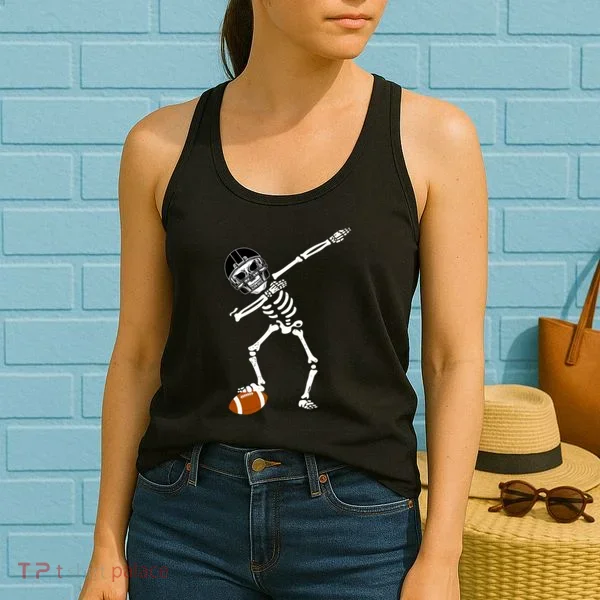 Dabbing Skeleton Football Dab Touchdown TD Women's Tank Top