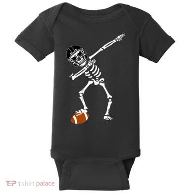 Dabbing Skeleton Football Dab Touchdown TD Baby Bodysuit
