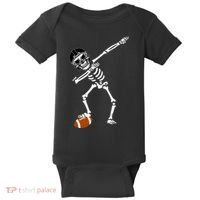 Dabbing Skeleton Football Dab Touchdown TD Baby Bodysuit thumb 0