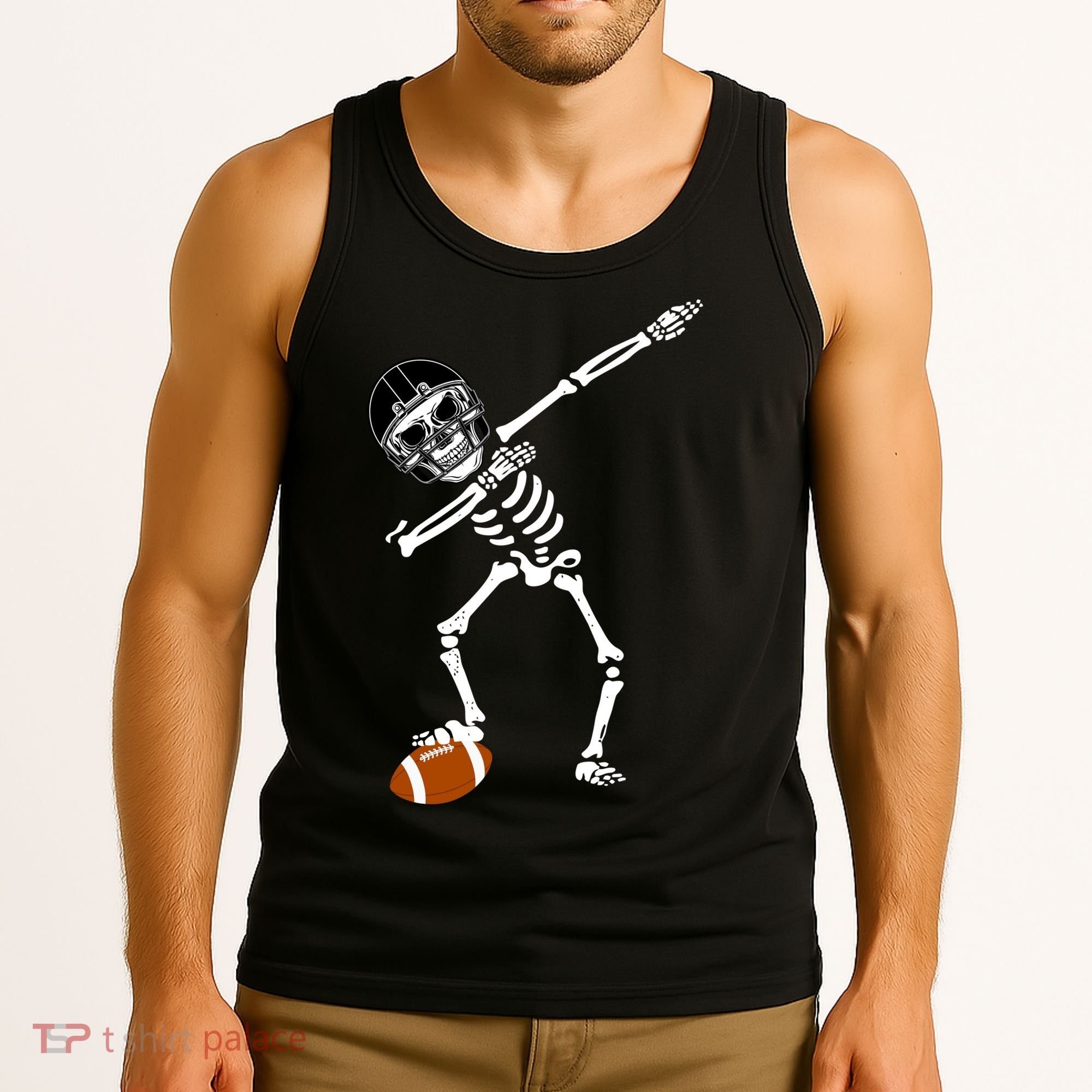 Dabbing Skeleton Football Dab Touchdown TD Tank Top