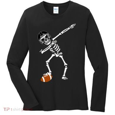 Dabbing Skeleton Football Dab Touchdown TD Women's Long Sleeve Shirt