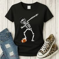 Dabbing Skeleton Football Dab Touchdown TD Women's T-Shirt thumb 3