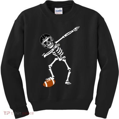 Dabbing Skeleton Football Dab Touchdown TD Kids Sweatshirt