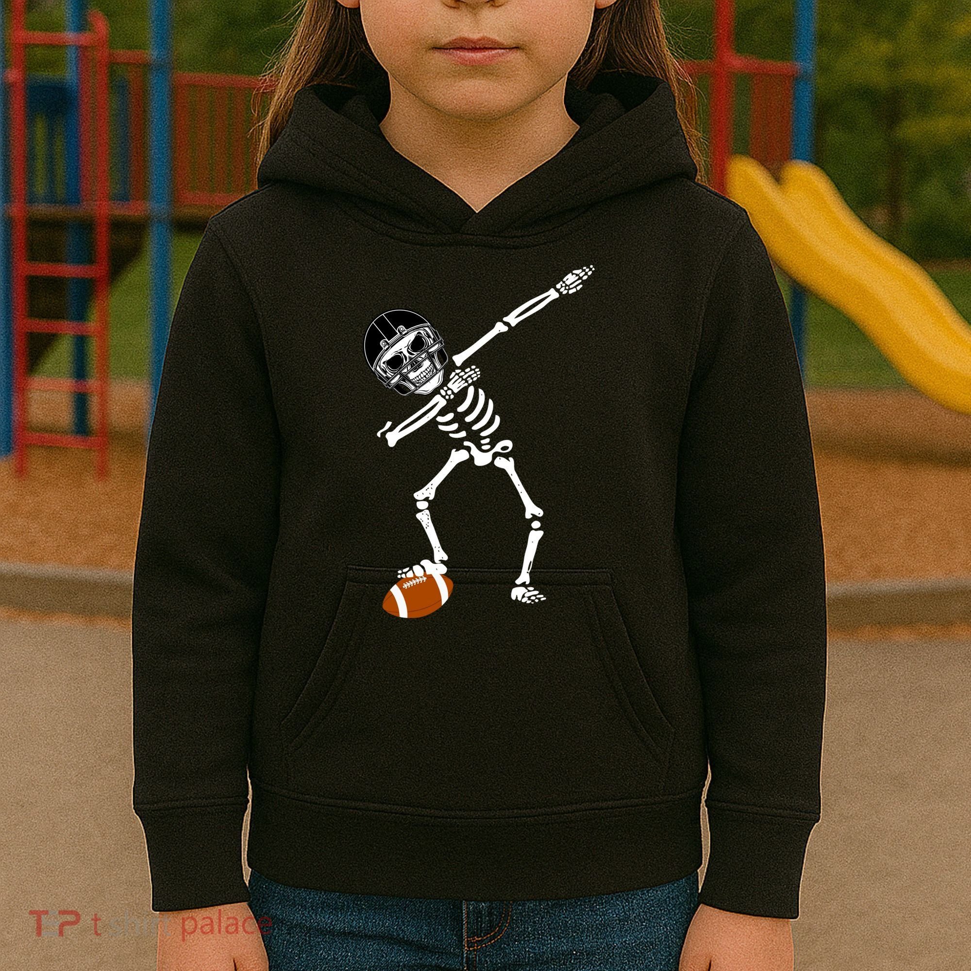 Dabbing Skeleton Football Dab Touchdown TD Kids Hoodie