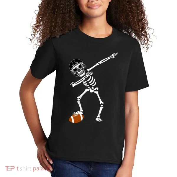 Dabbing Skeleton Football Dab Touchdown TD Kids T-Shirt