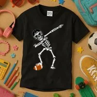 Dabbing Skeleton Football Dab Touchdown TD Kids T-Shirt thumb 3