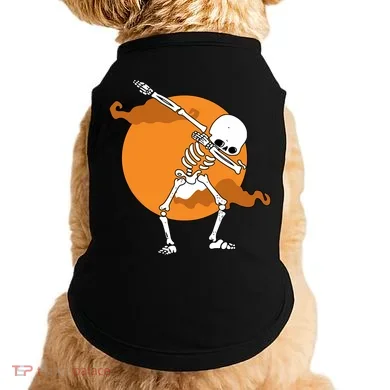 Dabbing Skeleton Halloween Moon Doggie Tank