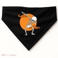 Dabbing Skeleton Halloween Moon USA-Made Doggie Bandana thumb 0