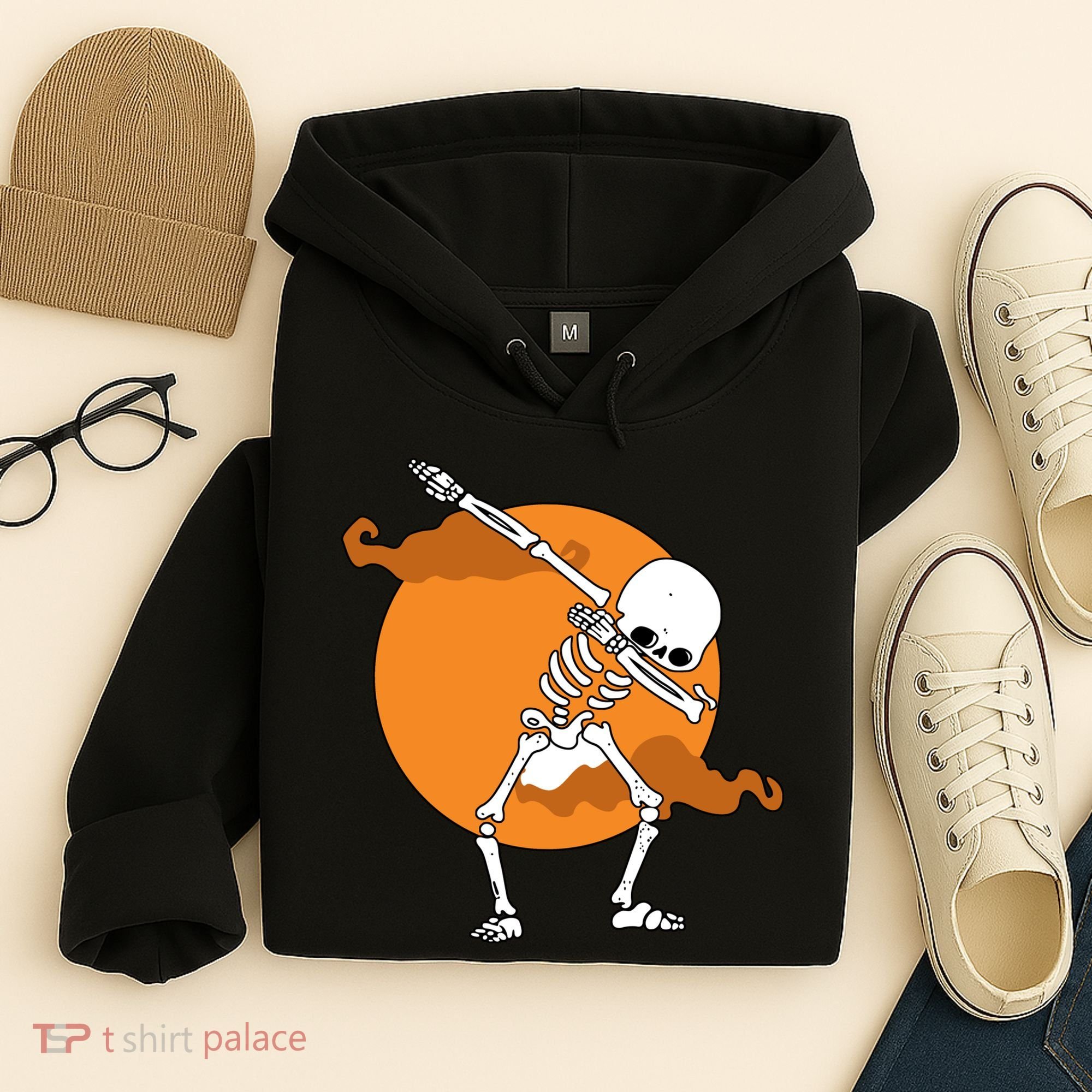 Dabbing Skeleton Halloween Moon Hoodie