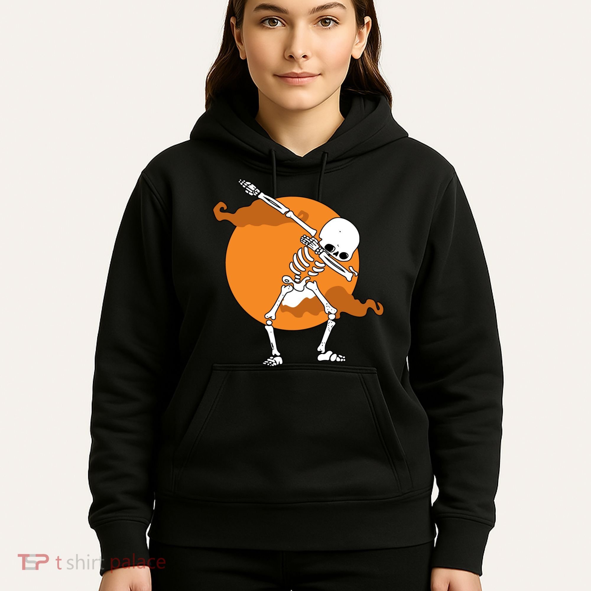 Dabbing Skeleton Halloween Moon Hoodie