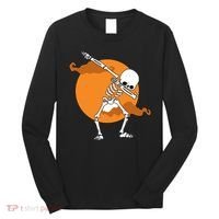 Dabbing Skeleton Halloween Moon Long Sleeve Shirt thumb 0
