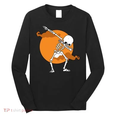 Dabbing Skeleton Halloween Moon Long Sleeve Shirt