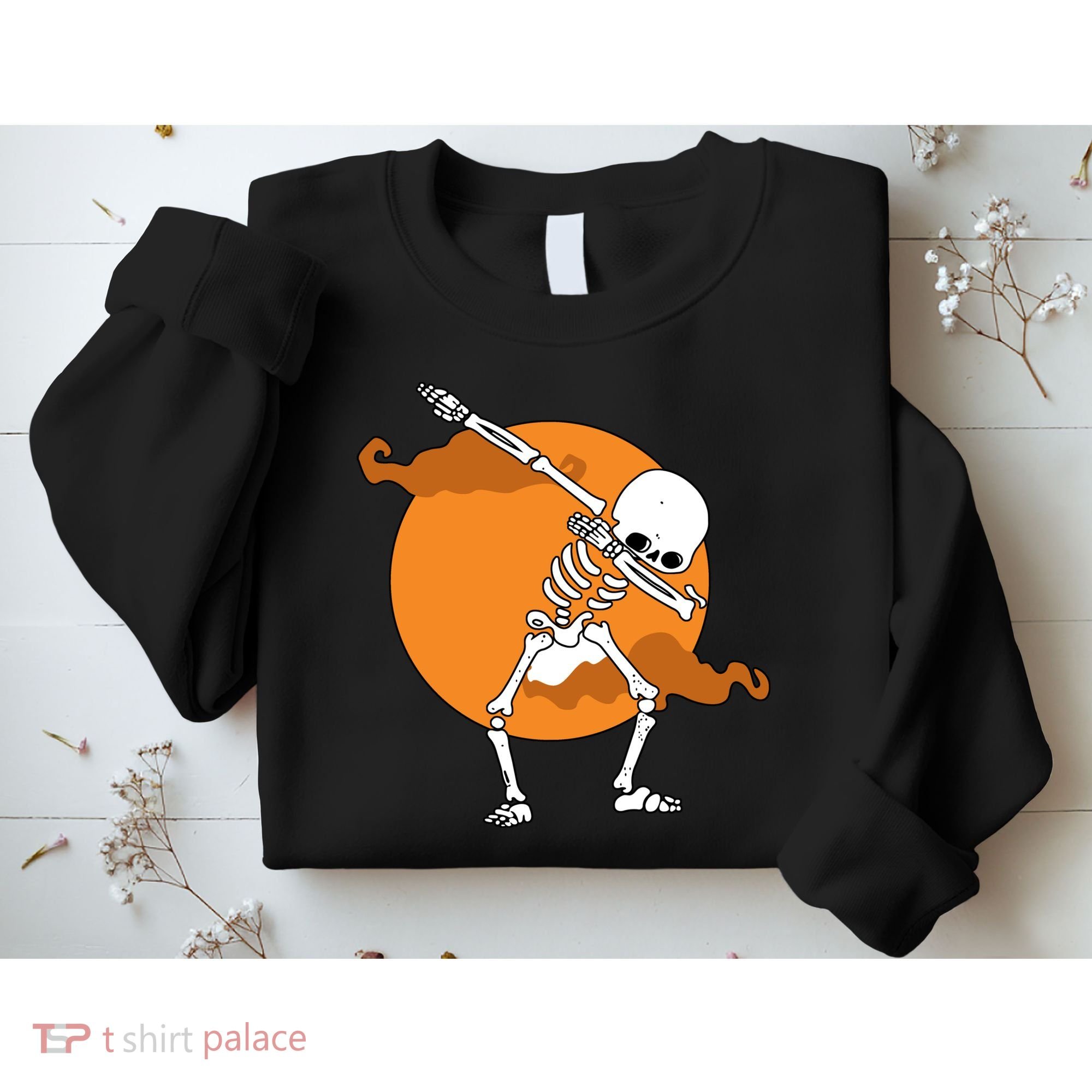 Dabbing Skeleton Halloween Moon Sweatshirt