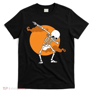 Dabbing Skeleton Halloween Moon T-Shirt