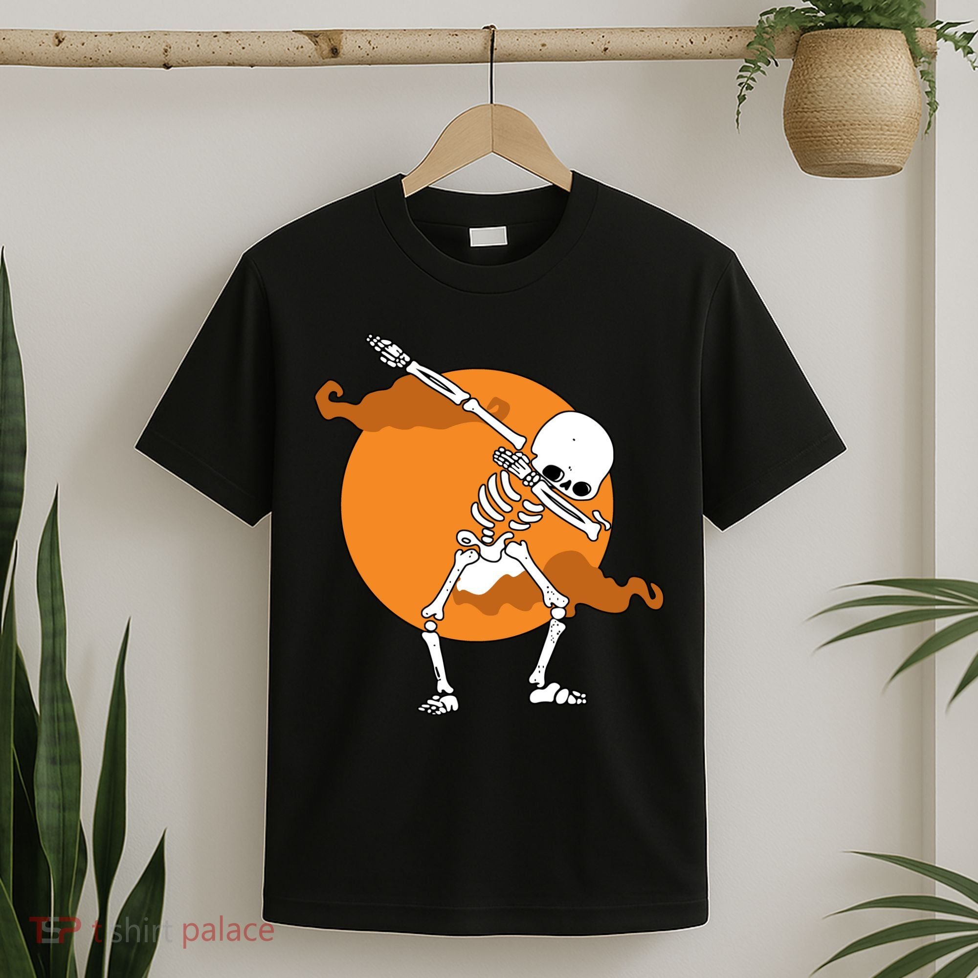 Dabbing Skeleton Halloween Moon T-Shirt