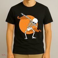 Dabbing Skeleton Halloween Moon T-Shirt thumb 3