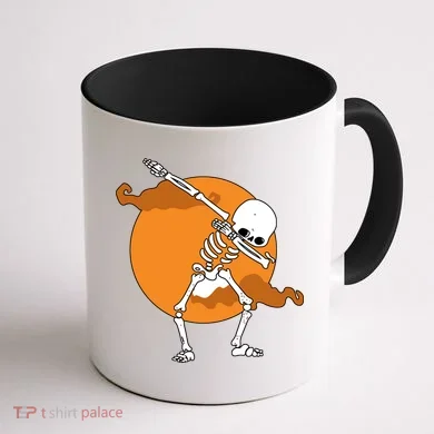 Dabbing Skeleton Halloween Moon Coffee Mug back