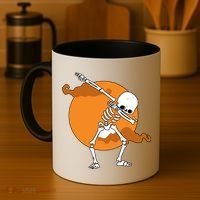Dabbing Skeleton Halloween Moon Coffee Mug thumb 4