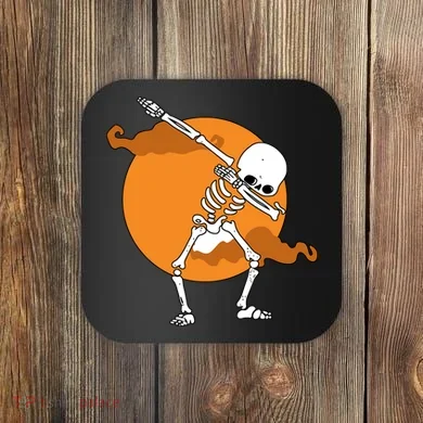 Dabbing Skeleton Halloween Moon Coaster