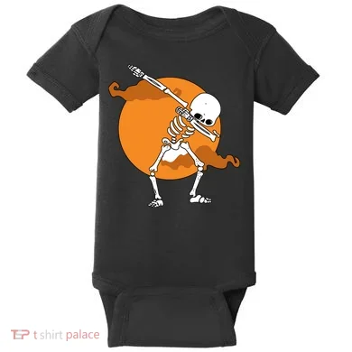 Dabbing Skeleton Halloween Moon Baby Bodysuit
