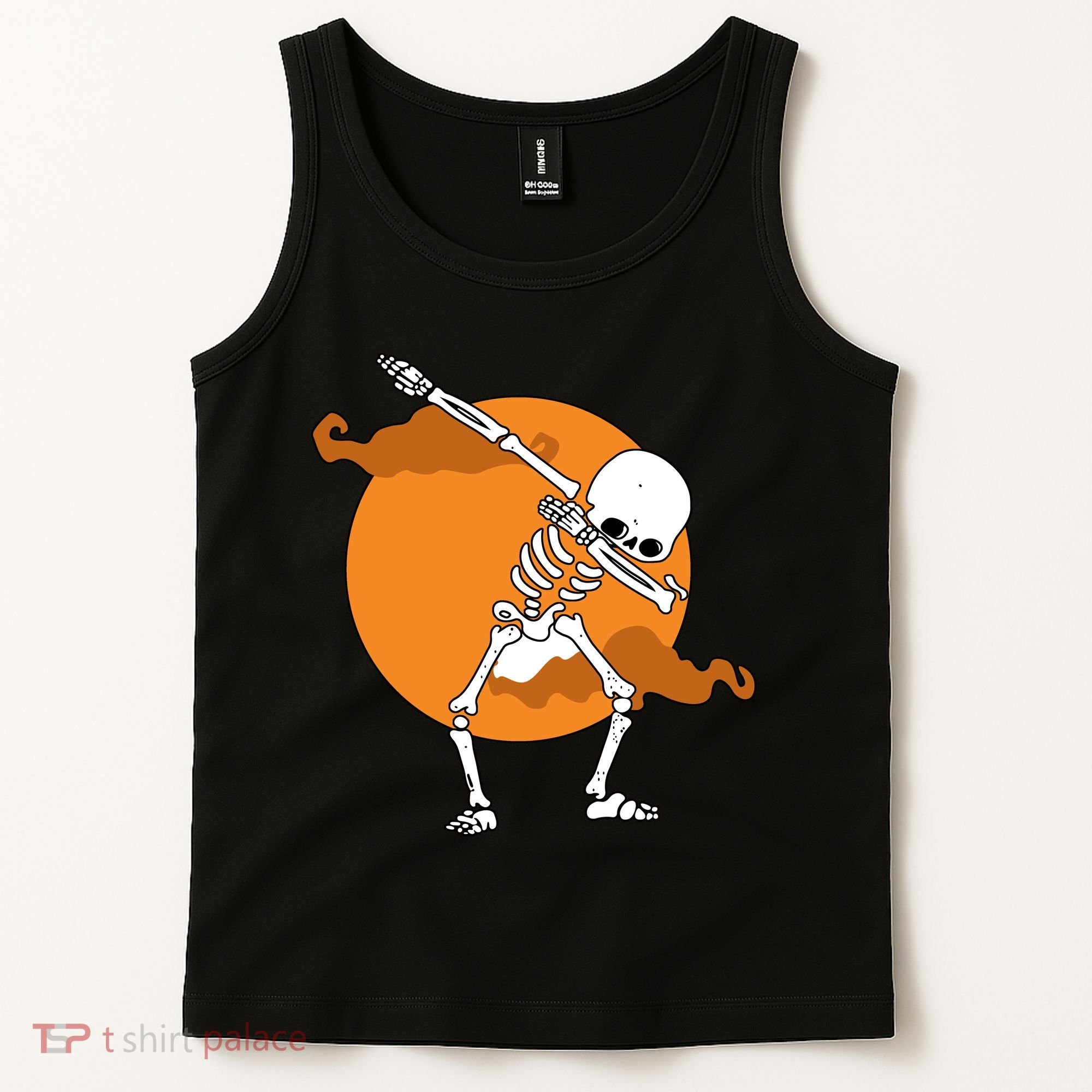 Dabbing Skeleton Halloween Moon Tank Top