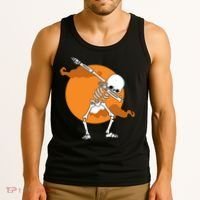 Dabbing Skeleton Halloween Moon Tank Top thumb 3