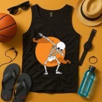 Dabbing Skeleton Halloween Moon Tank Top thumb 4